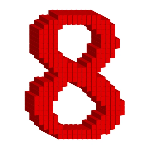 3d rood nummer 8 — Stockvector