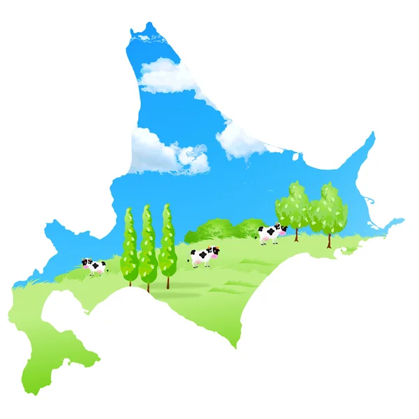 Cattle ranch map Hokkaido — Stock Vector