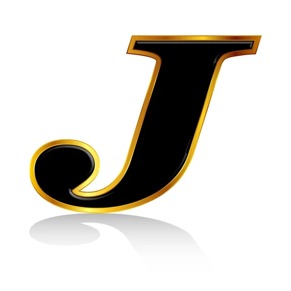 Siyah altın alfabe j — Stok Vektör