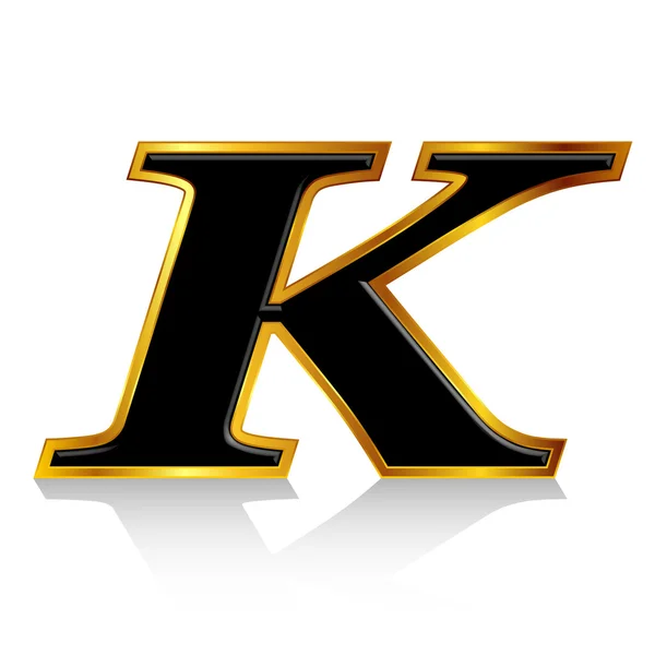 Alfabeto de oro negro K — Vector de stock
