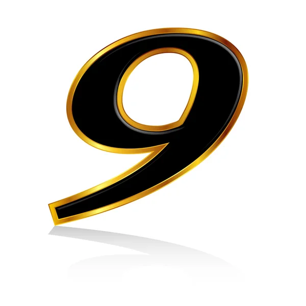 Oro numero nero 9 — Vettoriale Stock