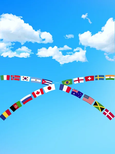 Athlétique rencontrer drapeau national bleu ciel fond — Image vectorielle