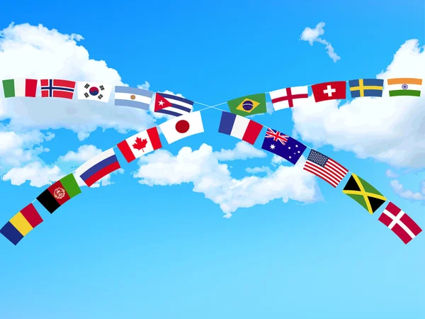Athlétique rencontrer drapeau national bleu ciel fond — Image vectorielle