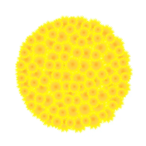 Sunflower yellow flower wreath — Stock Vector