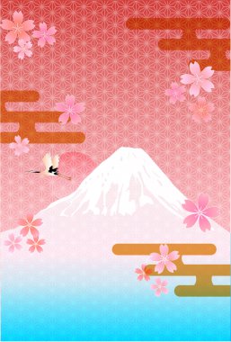 Yeni yıl kartı Fuji kiraz desen