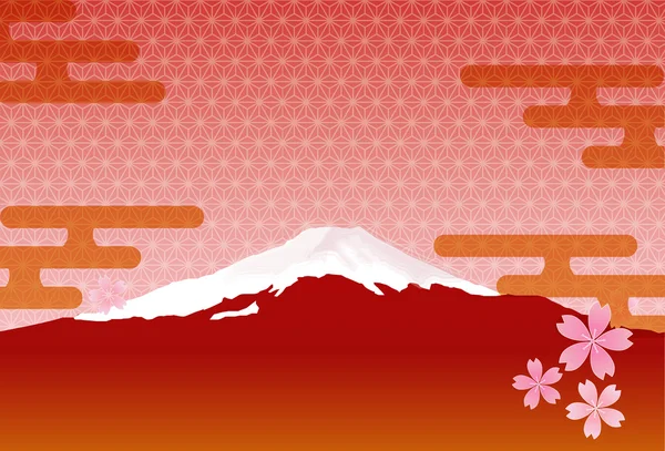 New Year's kaart Fuji kersenboom achtergrond — Stockvector