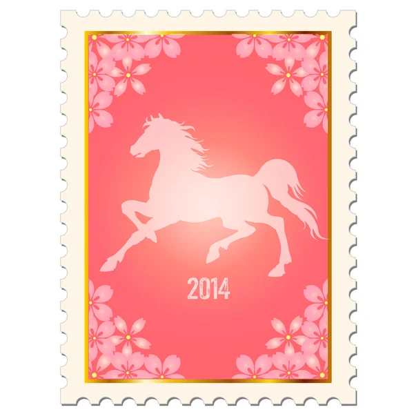 Paard kersenboom stempel — Stockvector