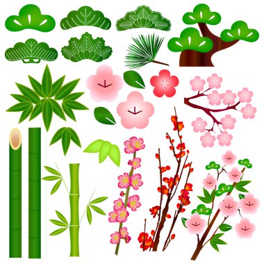 çam bambu Erik kartpostal arka plan