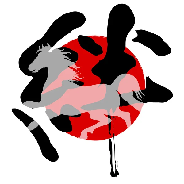 Koně Japonsko vazby — Stockový vektor
