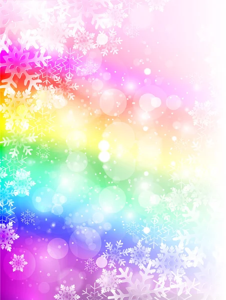 Arco iris nieve Navidad fondo — Vector de stock