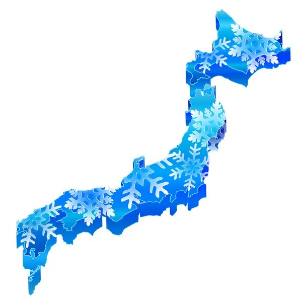 Japan map snow winter — Stock Vector