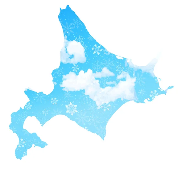 Hokkaido mapę śnieg — Wektor stockowy