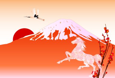 Fuji yeni yıl s kartı at