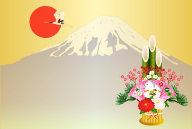 Fuji yeni yıl s kartı at