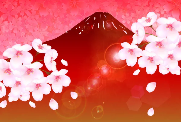 Fuji nyår kort bakgrund cherry — Stock vektor