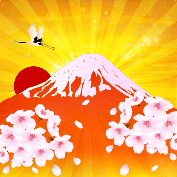 Fuji cereja árvore fundo —  Vetores de Stock