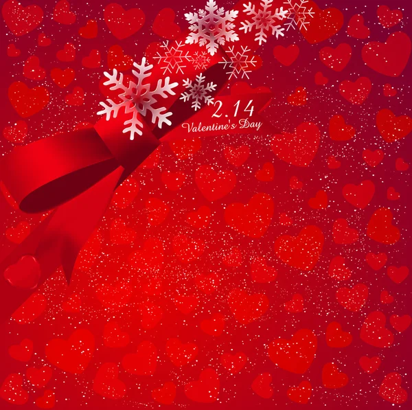 San Valentín Corazón nieve fondo — Vector de stock