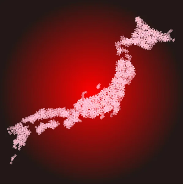 Giappone Sakura Giappone mappa — Vettoriale Stock