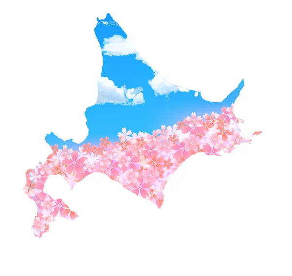 Hokkaido Kirschbaum Karte — Stockvektor