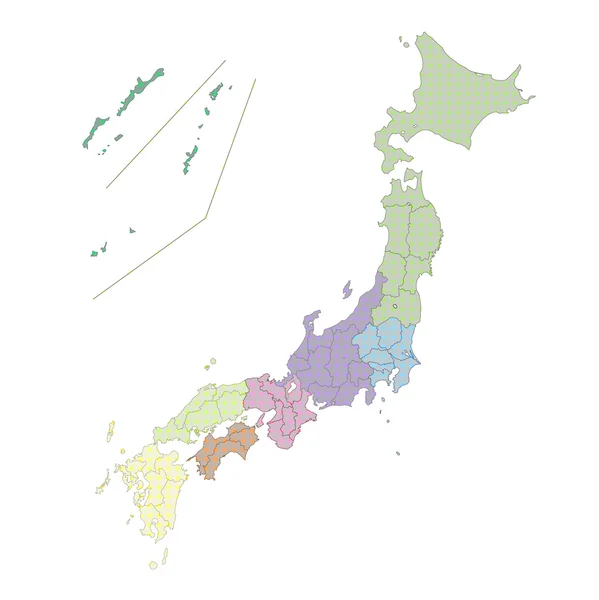 Mappa del paese Giappone — Vettoriale Stock