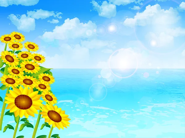 Tournesol ciel paysage — Image vectorielle