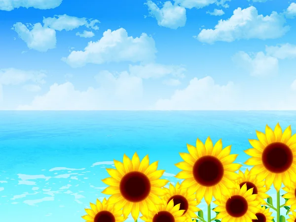 Sonnenblumen Landschaft Hintergrund — Stockvektor