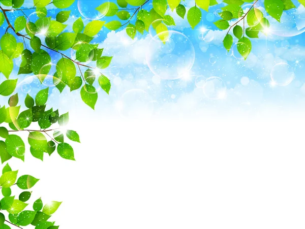 新緑の葉の風景 — ストックベクタ