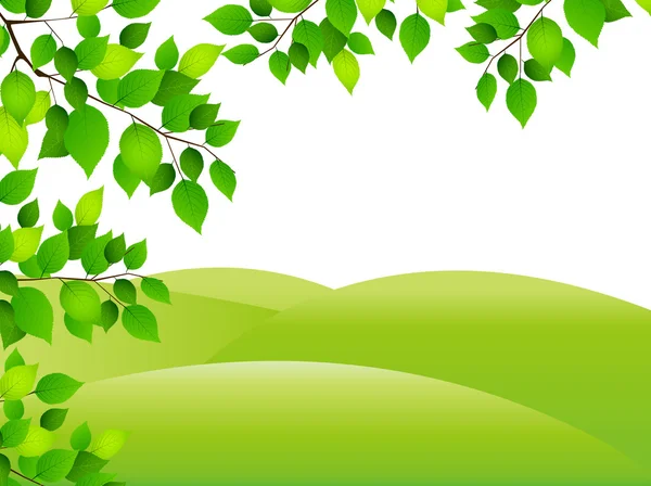 Paisaje de hoja verde fresca — Vector de stock