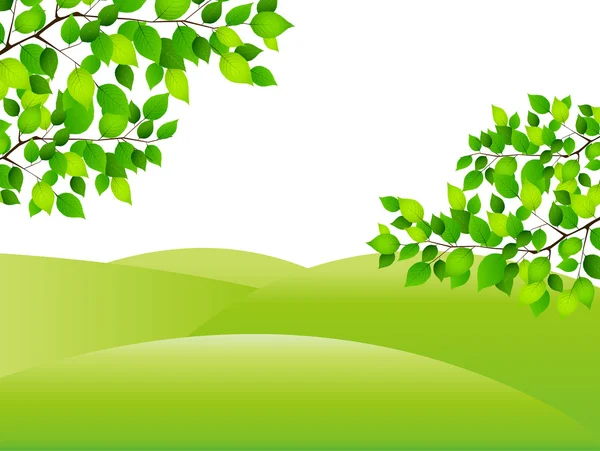 Paisaje de hoja verde fresca — Vector de stock