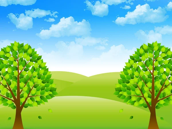 Verse groene blad landschap — Stockvector