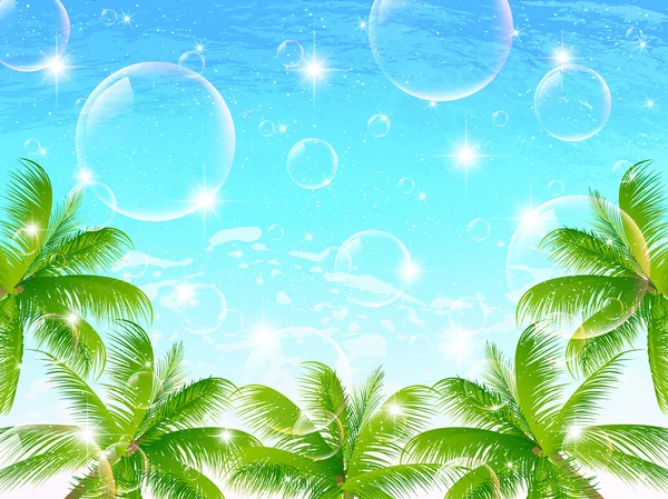 Paysage arboré de palmier marin — Image vectorielle