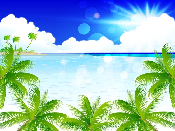 Träd landskap med havet palm — Stock vektor