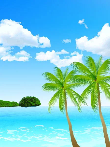 Θάλασσα palm τοπίο — Διανυσματικό Αρχείο