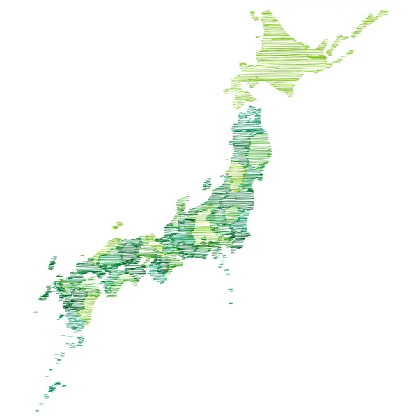 日本地図グリーン — ストックベクタ