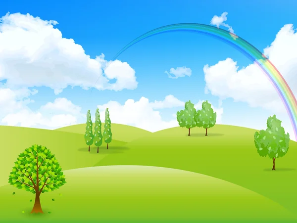 Ciel paysage vert frais — Image vectorielle
