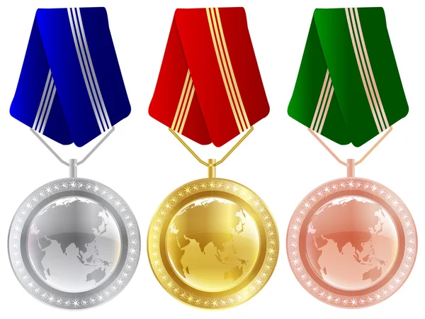 世界メダル フレーム — ストックベクタ