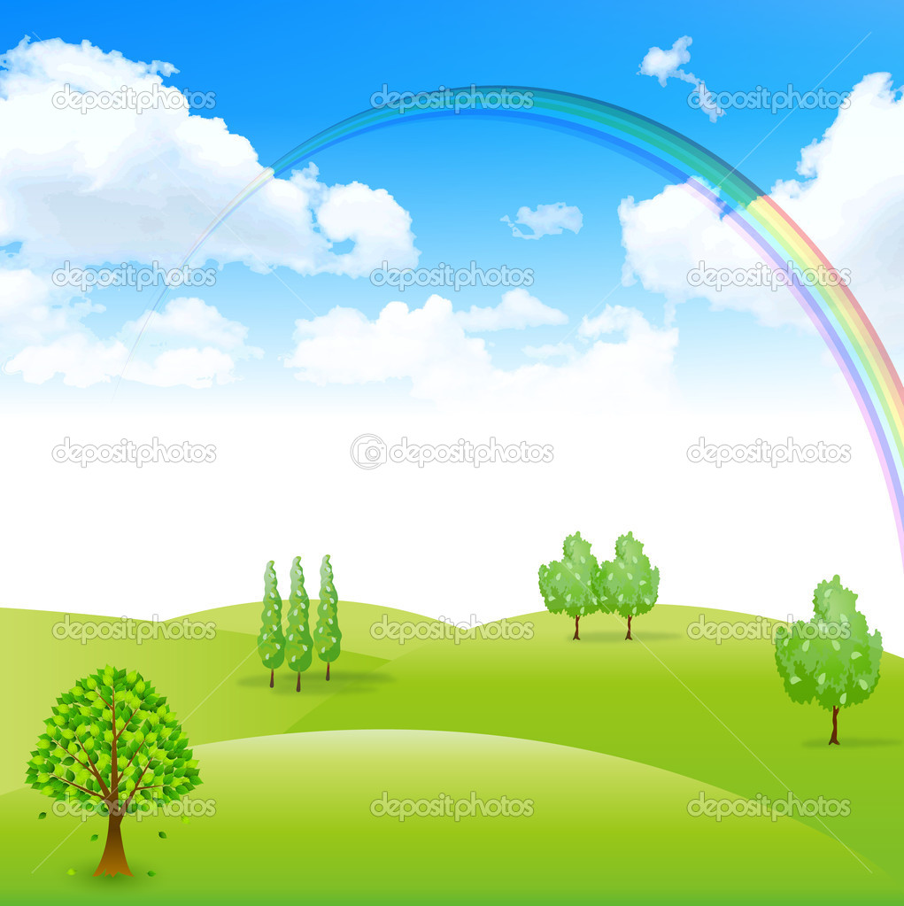 Rainbow sky landscape