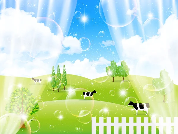 Cattle ranch landscape — Stock Vector