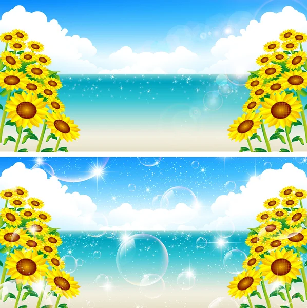 Sunflower sea landscape — Stock Vector