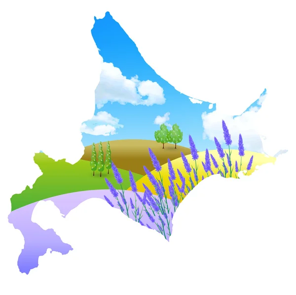 Hokkaido lavanta manzara — Stok Vektör