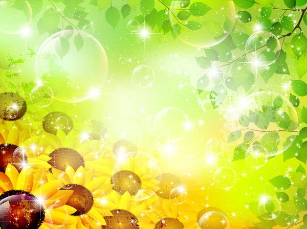 Paysage de feuilles de tournesol — Image vectorielle