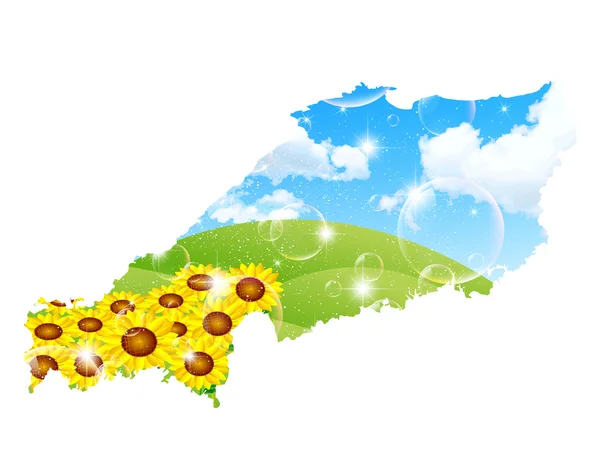 Japon carte tournesol — Image vectorielle