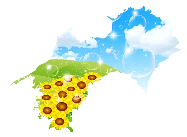 Japonsko mapa slunečnice — Stockový vektor