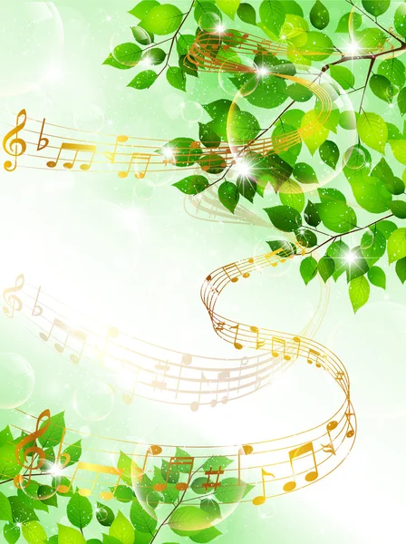 Note music leaves — Stock Vector