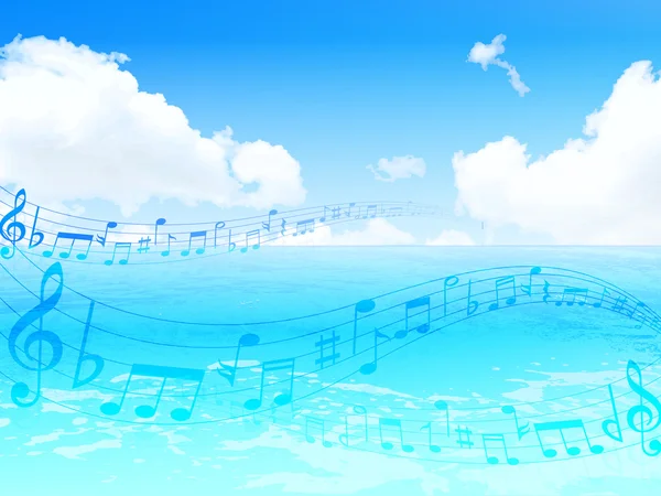 Muziek Opmerking zee — Stockvector