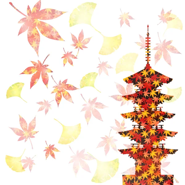 Maple autumn leaves Japan — Stock Vector