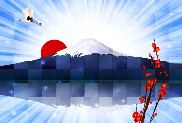 Fuji sunrise fundo — Vetor de Stock