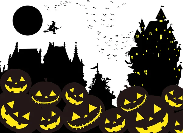 Halloween silhuett bakgrund — Stock vektor