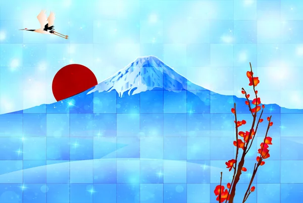 Fuji Nouvel An s carte de voeux fond — Image vectorielle