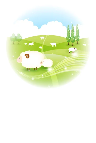 Moutons cartes de voeux fond — Image vectorielle